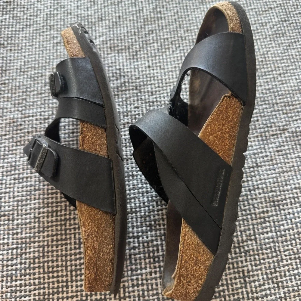 Birkenstock Salina Black Birko-Flor Multi Strap Slide Sandals Women Size 39